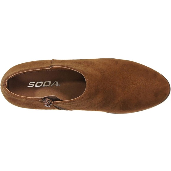 Soda Women's Mug Round Toe Faux Suede Stacked Heel Western Ankle Bootie - Picture 12 of 12